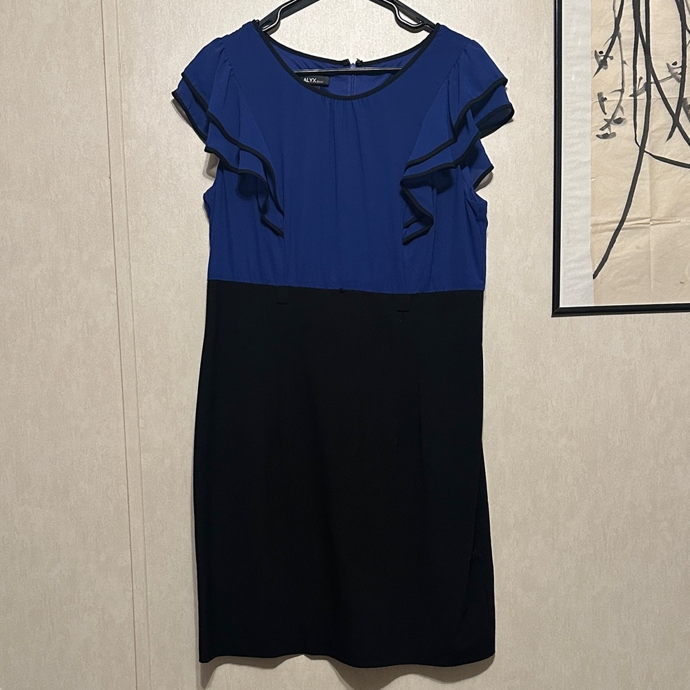 EUC Alyx Blue and Black Midi Dress
